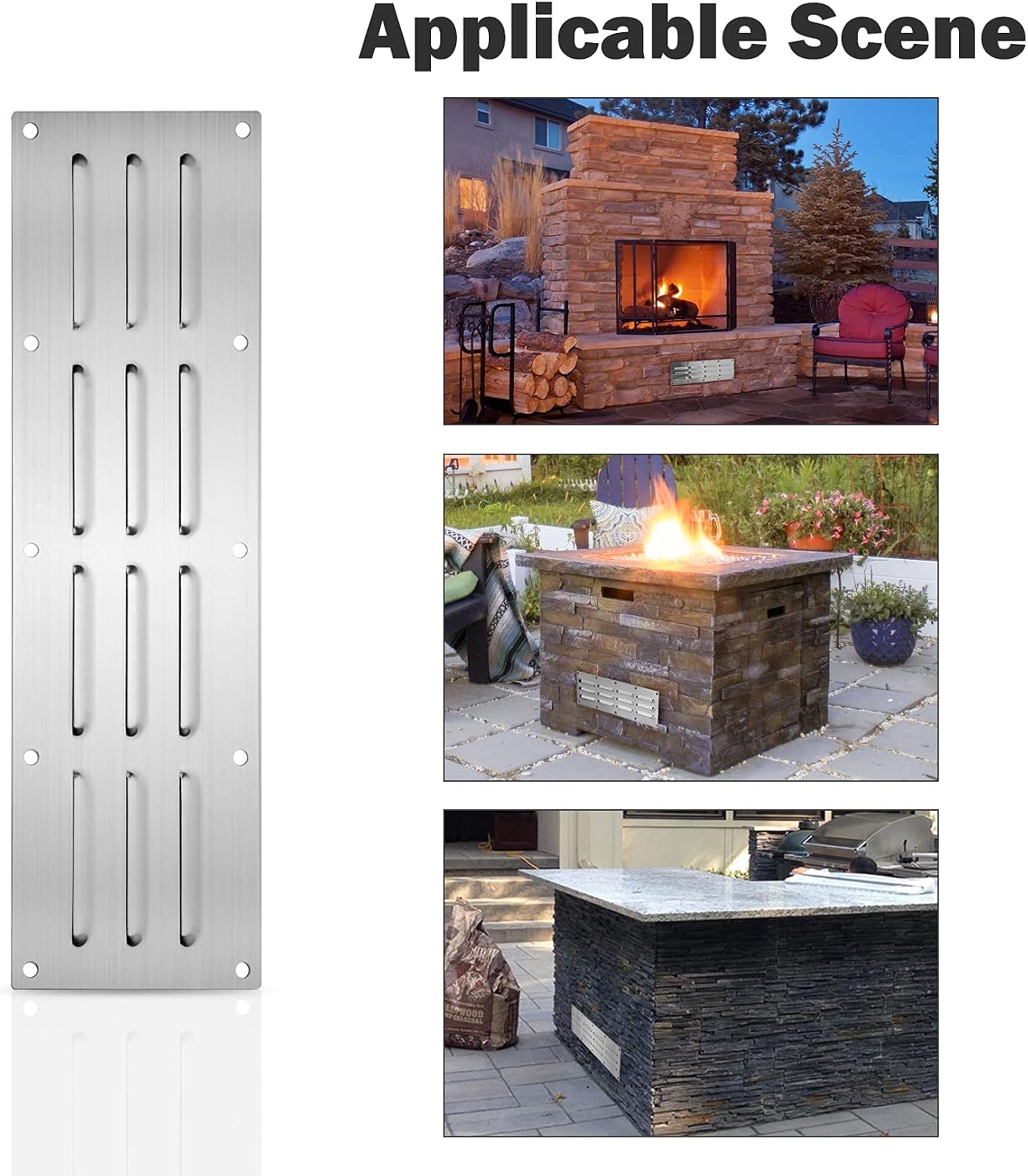 Panel ventilación acero inox para accesorio parrilla 15x4-1/2