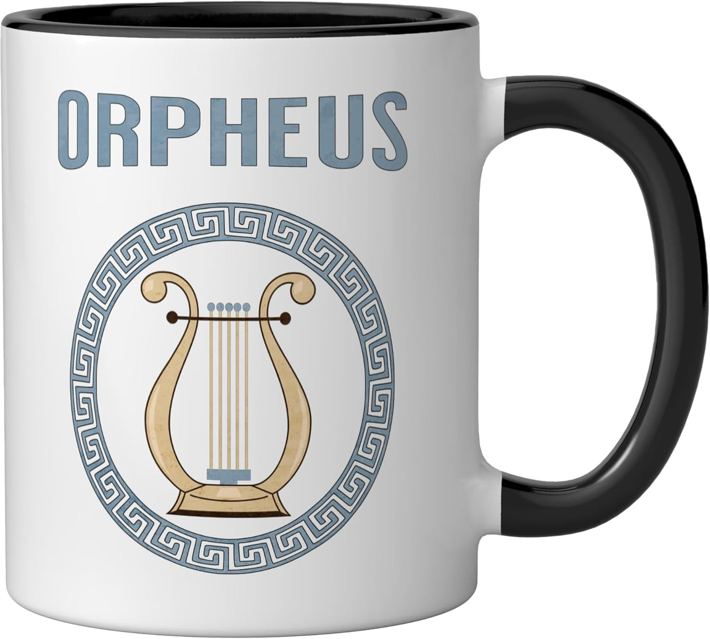 Taza de cerámica mitología griega antigua color negro y blanco