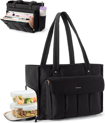 Bolsa mano profesora con compartimento almuerzo y organizador 15.6pulg negro