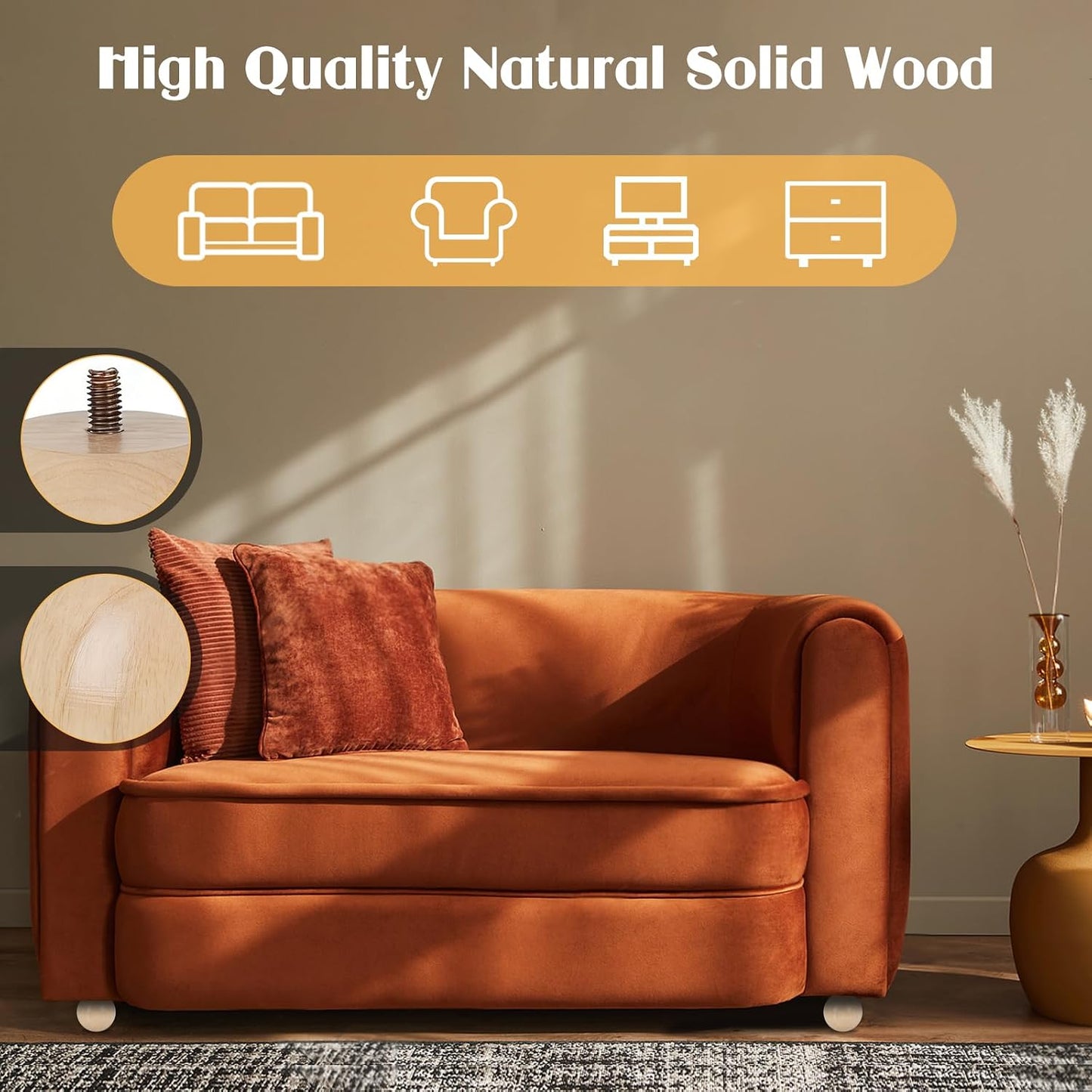 Patas madera 4pulg para sofá silla armario cama set 4