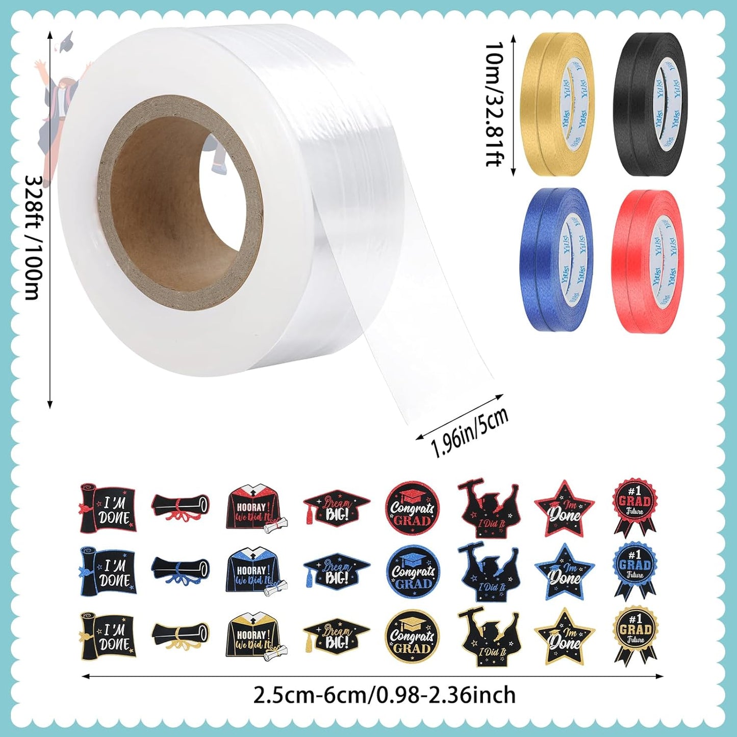 Kit Candy Lei 2 pulgadas x 328 pies tubo polietileno transparente con cintas y tarjetas