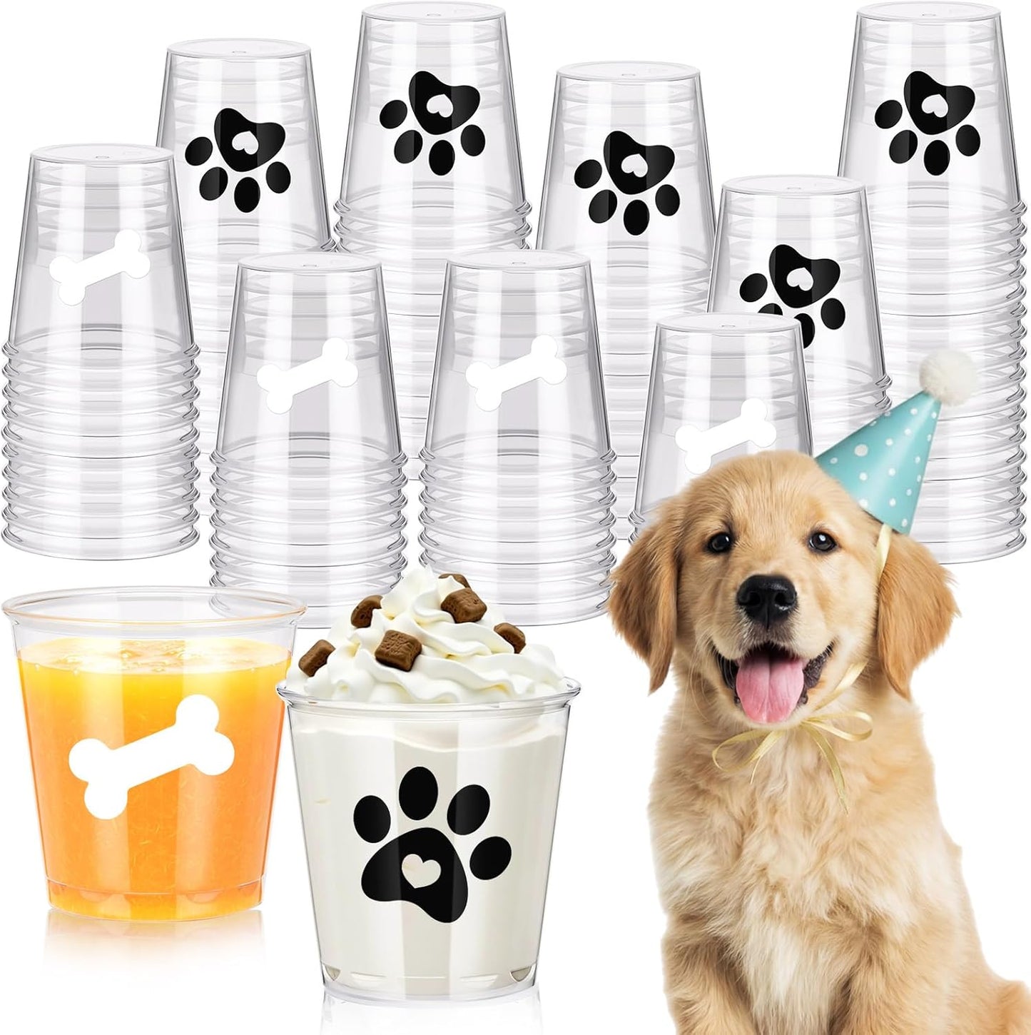 Tazas transparentes para perros Yungyan 3 oz mini taza plástico capuchino pata hueso