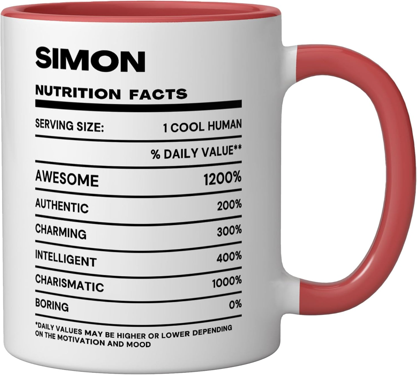 Taza Cerámica Nutrition Facts Roja/Blanca