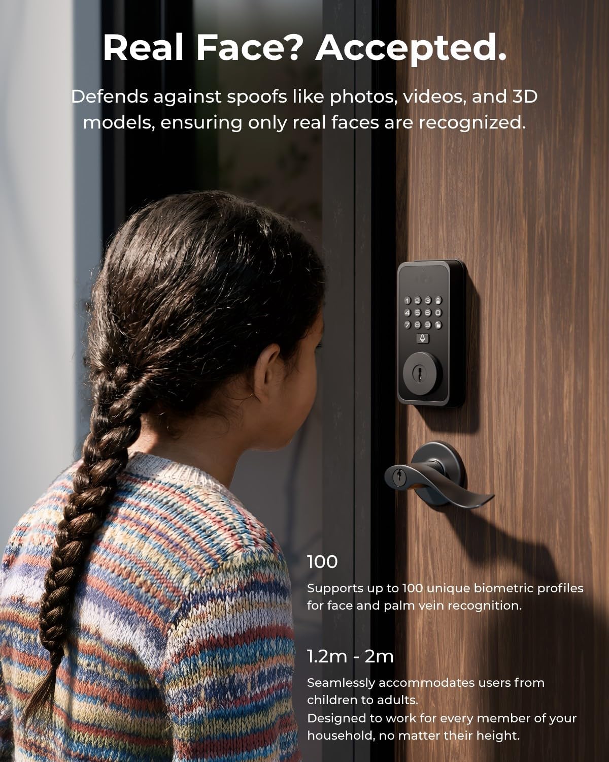 Cerradura puerta inteligente con vena cara palma WiFi