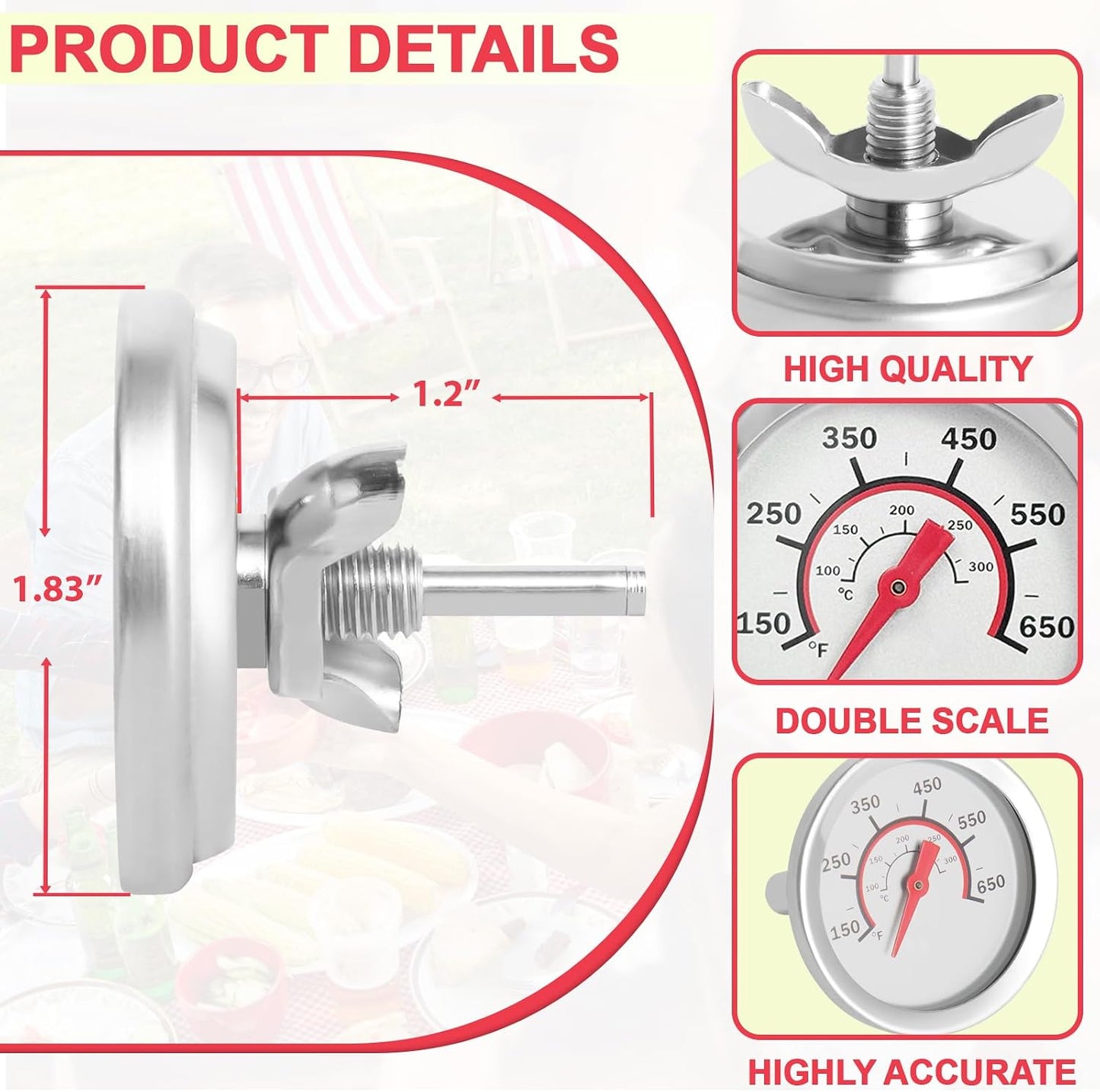 Termómetro de Tapa G432-8L00-W1 para Parrilla Charbroil