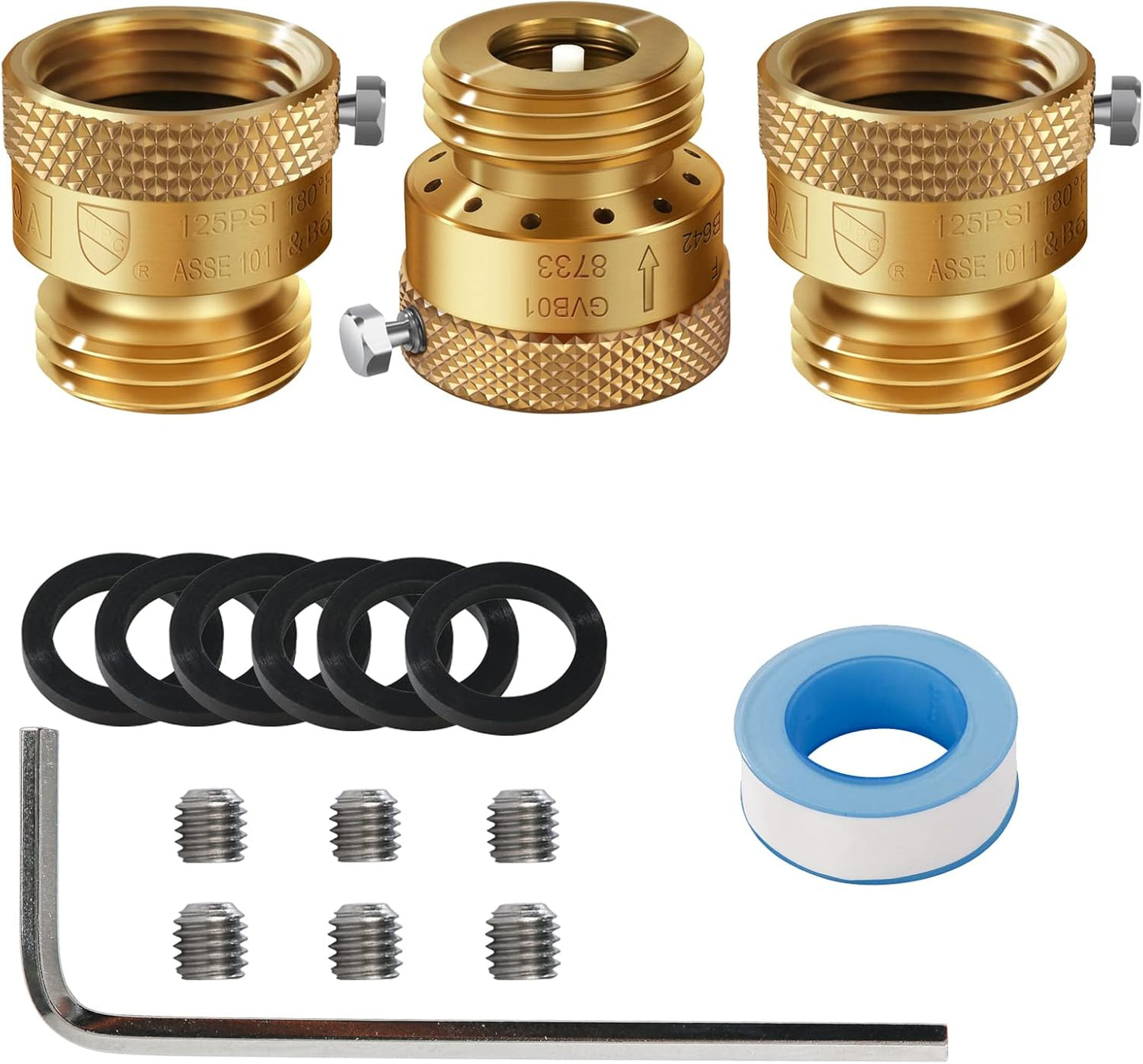 3 Pack Conector Manguera Latón 3/4pulg Válvula Retención Jardín RV