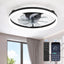 Ventilador techo LED regulable con control remoto 6 velocidades