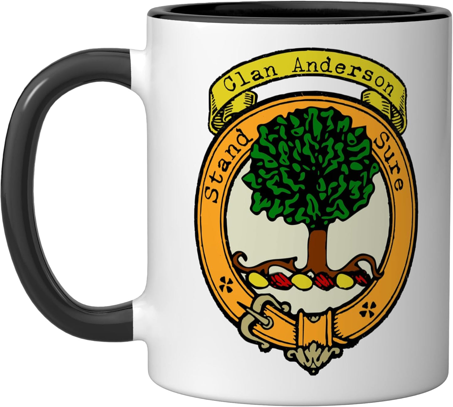 Taza cerámica Clan Anderson Scottish Crest negra/blanca