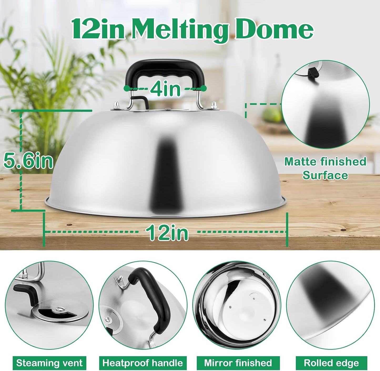 Cúpula de Queso 12pulg acero inox redonda con ventilación