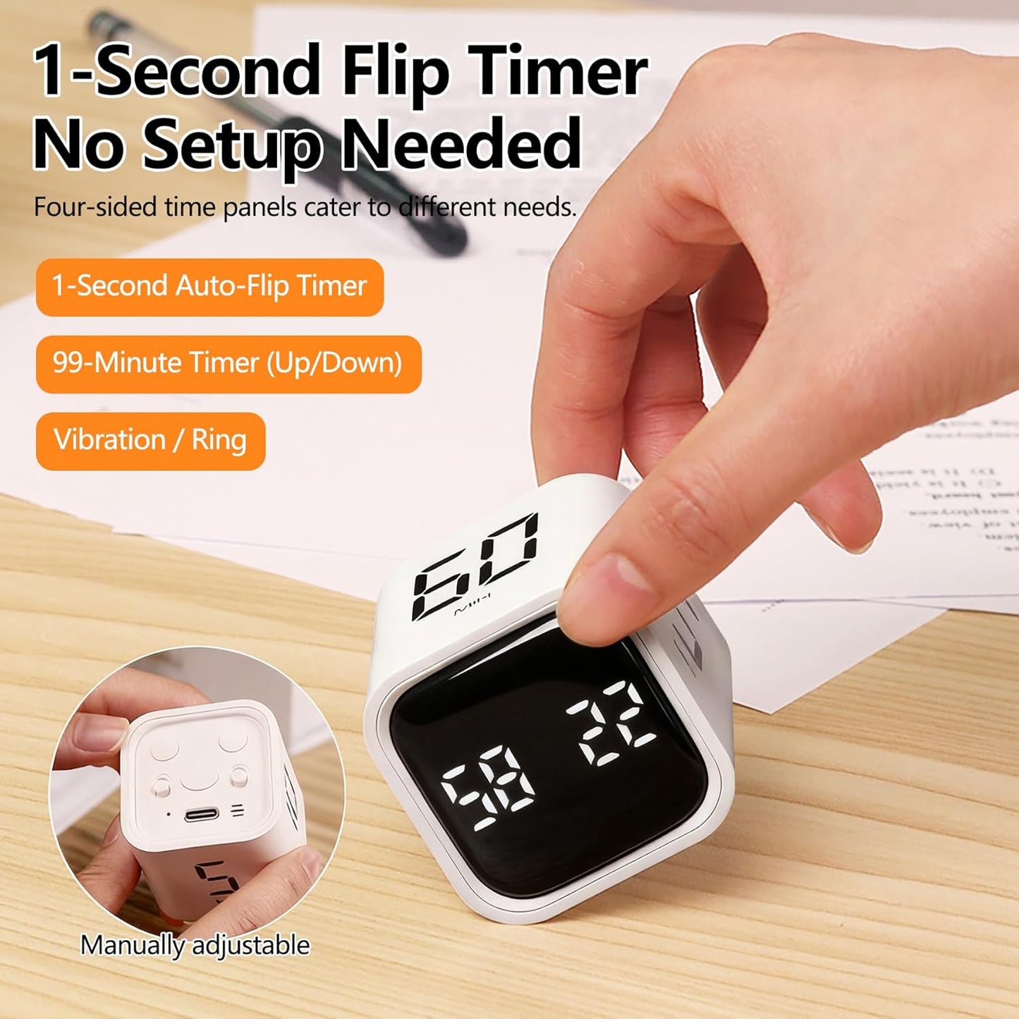 Temporizador Pomodoro con modos preestablecidos y sensor gravedad