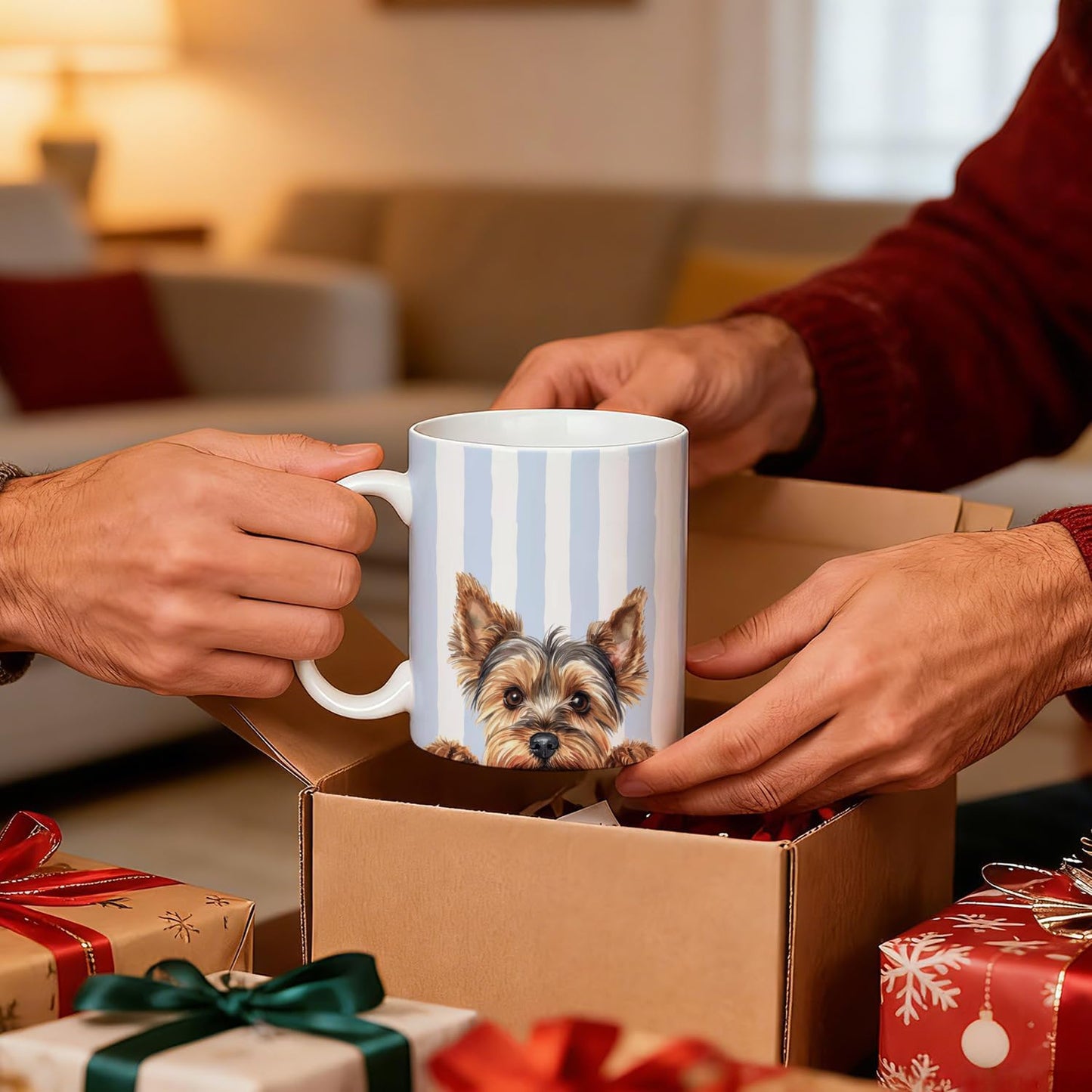 Taza de café de cerámica con asa para Yorkshire Terrier 11 oz