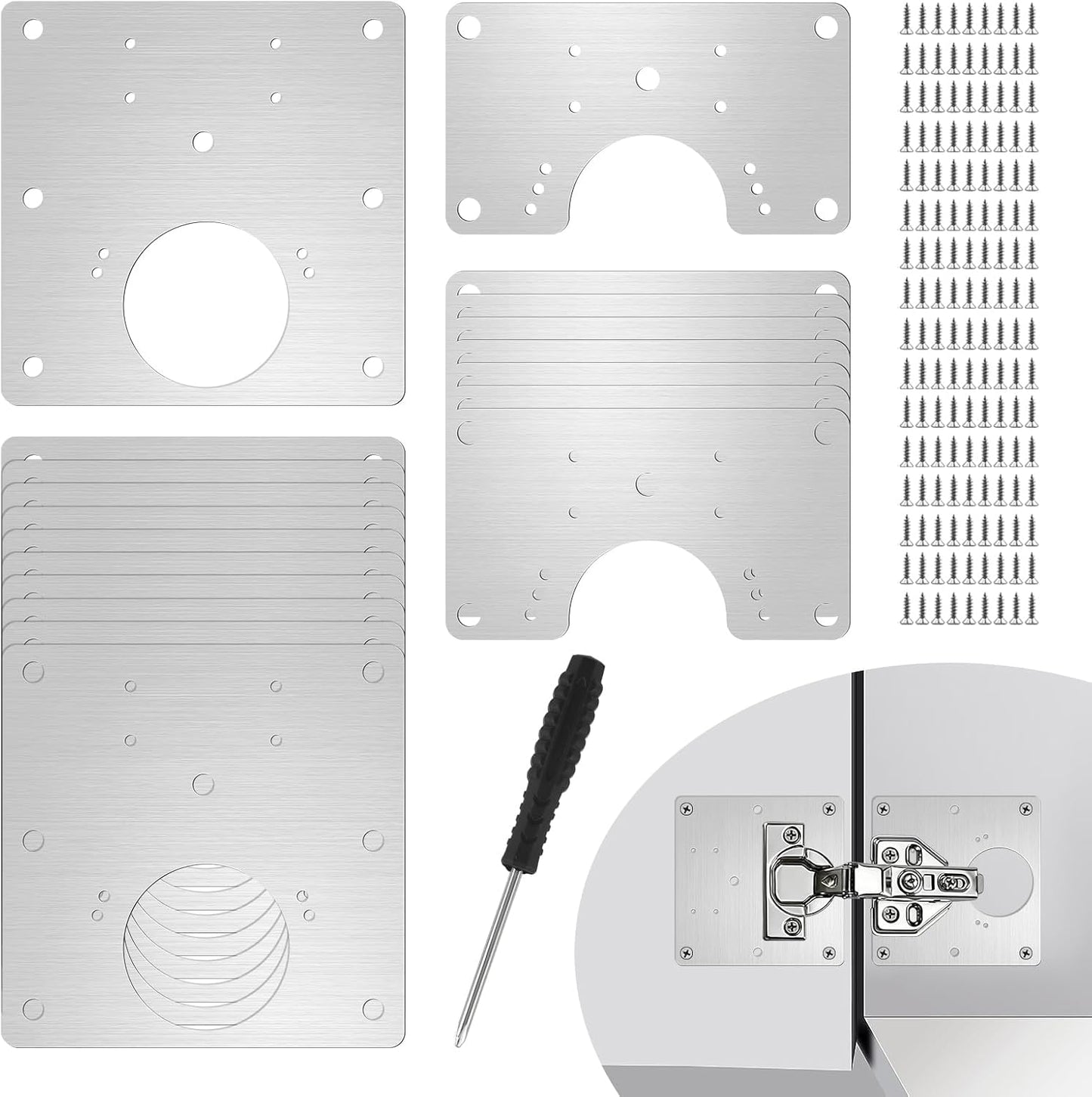 Kit 22 Bisagras Acero Inox para Gabinete Cocina