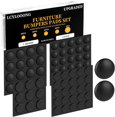 Set 170 Almohadillas Silicona Autoadhesivas Negro Cajones Muebles