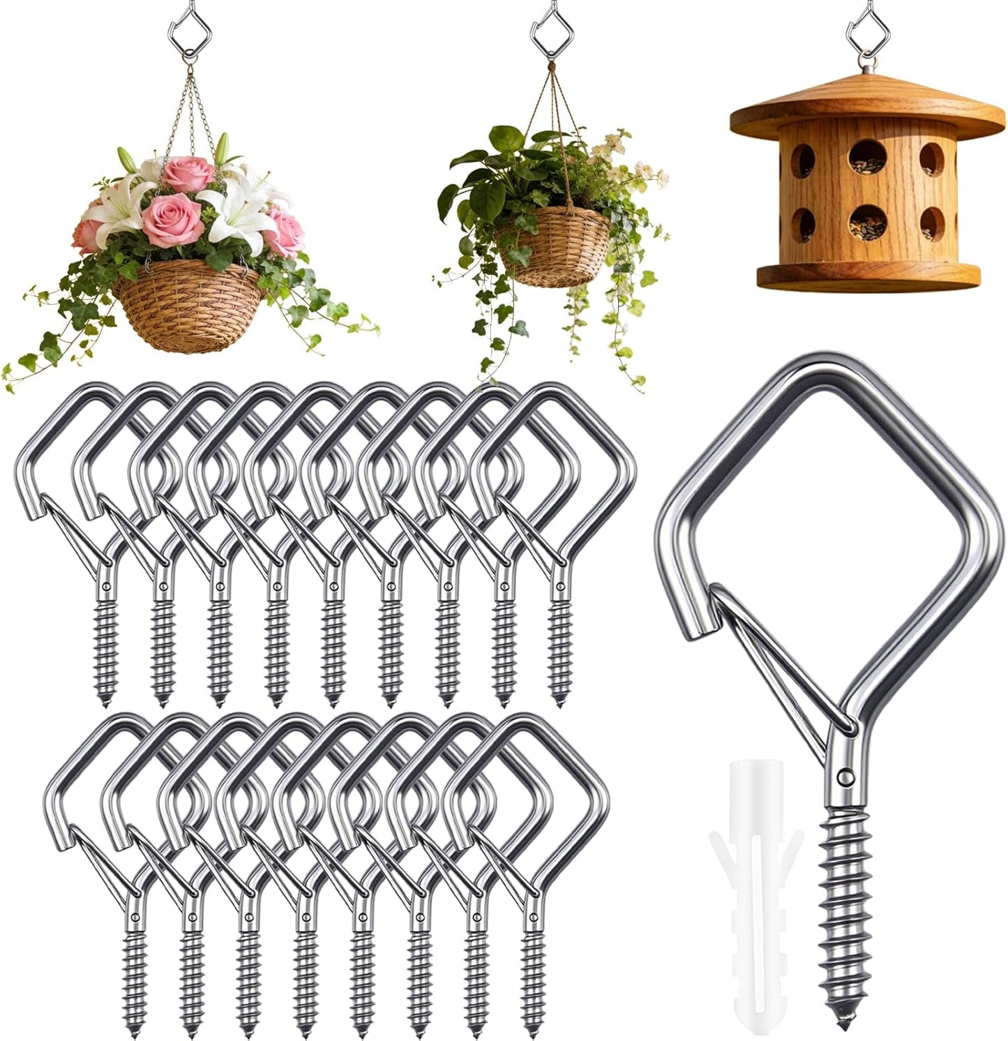 Ganchos acero inox 304 para plantas y decoración