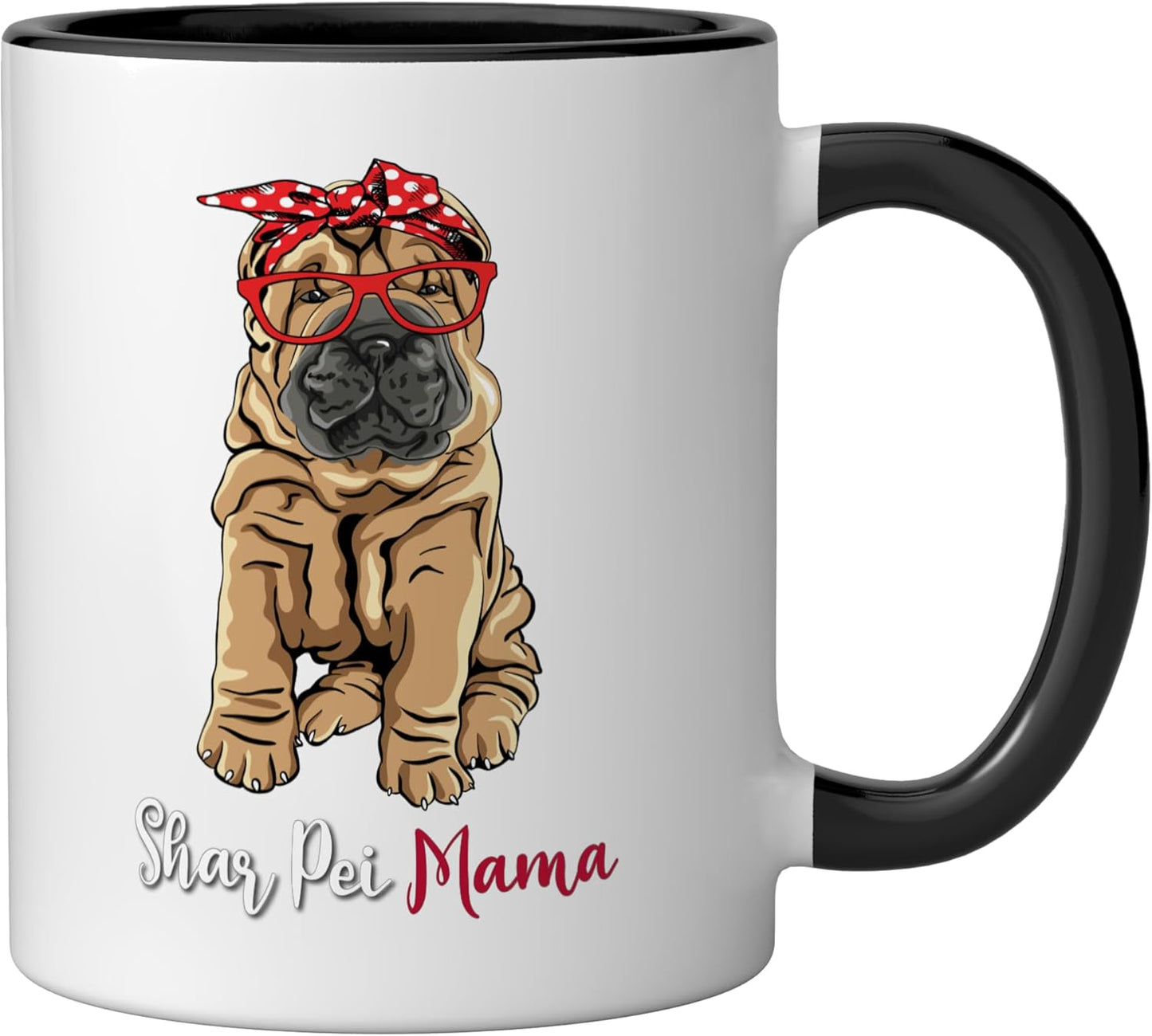 Taza Cerámica para Dueña de Perro Roja con Estilo Shar Pei