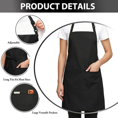 Set 2 Delantales Chef Ajustables Unisex con Bolsillos