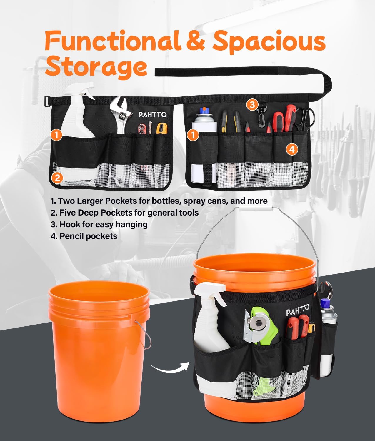 Organiz. herramientas cubo 3.5-5gal impermeable