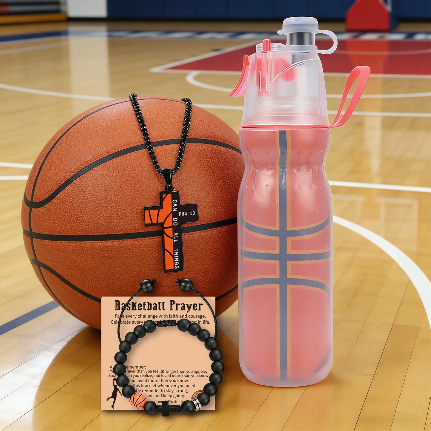 Set 3 Regalos Baloncesto Niños Vaso 20oz Collar Pulsera