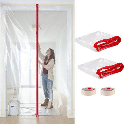 Set 2 Cubiertas Puerta Plástico Cremallera 4x7.2ft