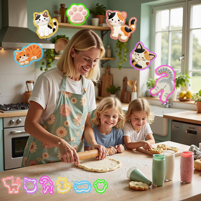 Molde para galletas de forma de gato acero inoxidable 6 piezas
