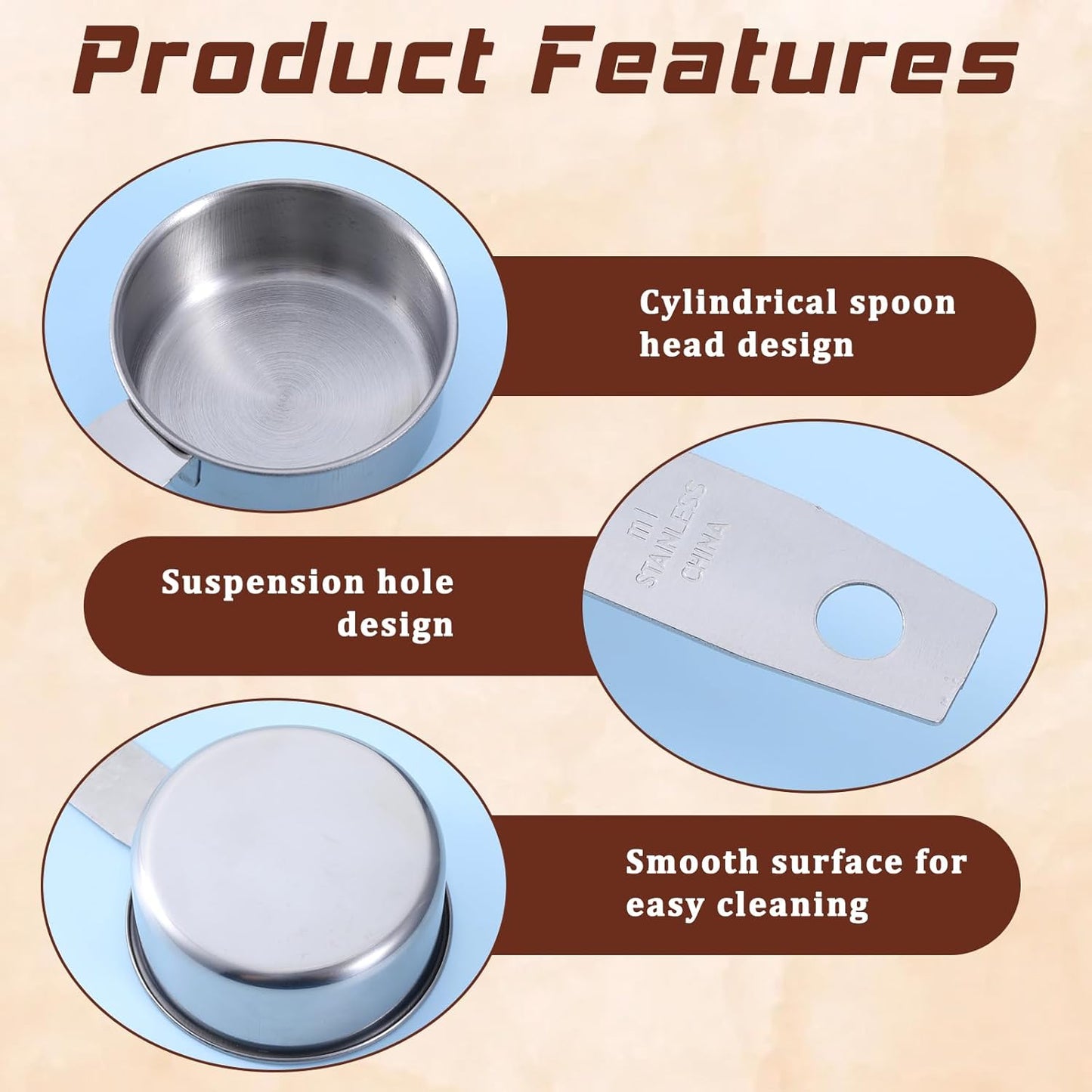 4 Tazas Medidoras Acero Inox 1.0oz Cucharas Metal