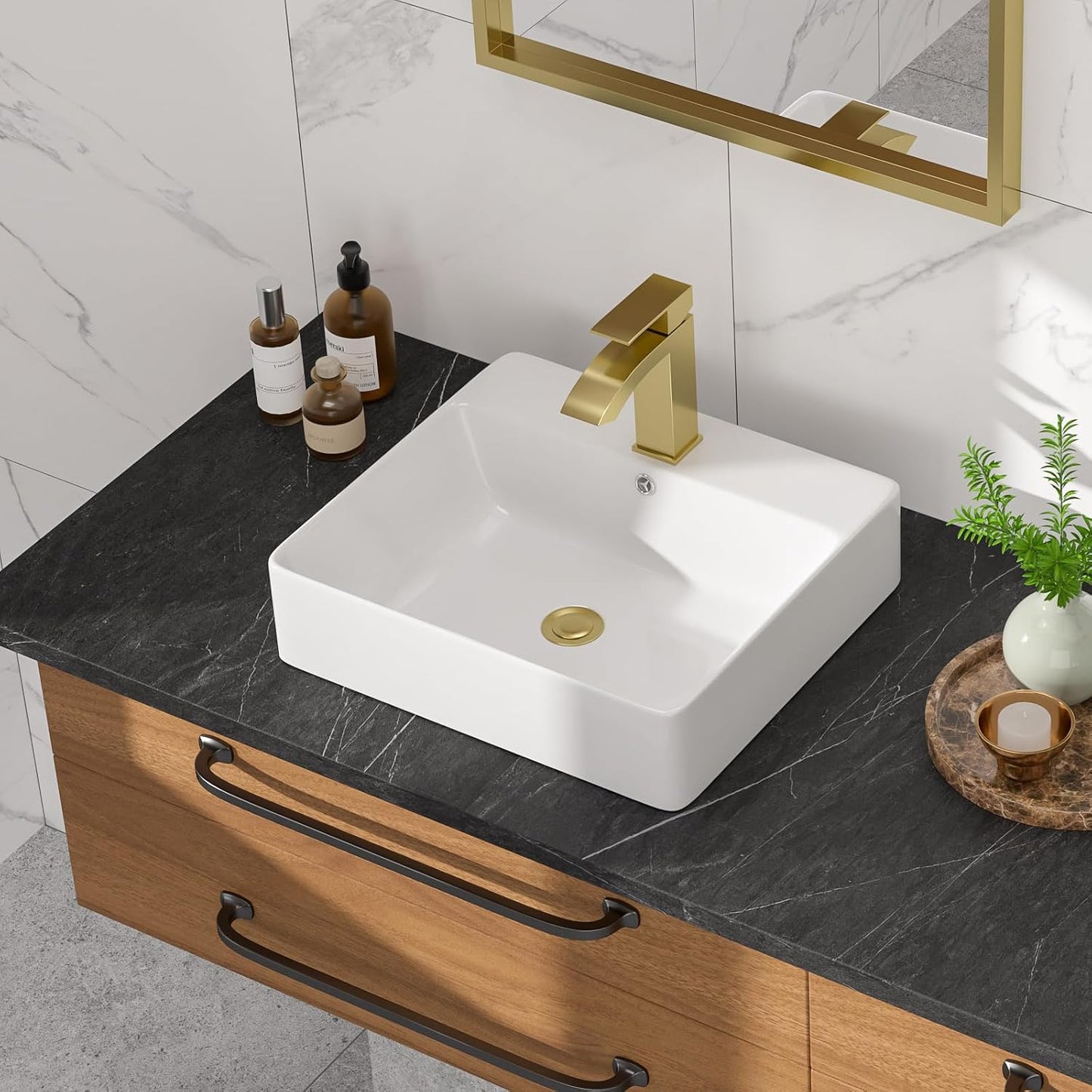 Fregadero baño blanco 18x16pulg cerámica moderna
