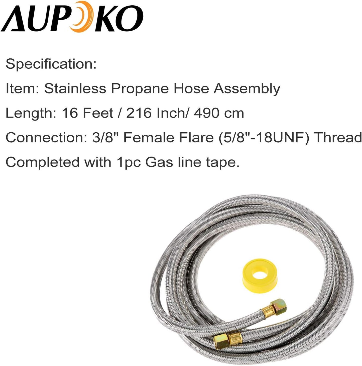 Manguera propano acero inox 16ft 3/8pulg con accesorios