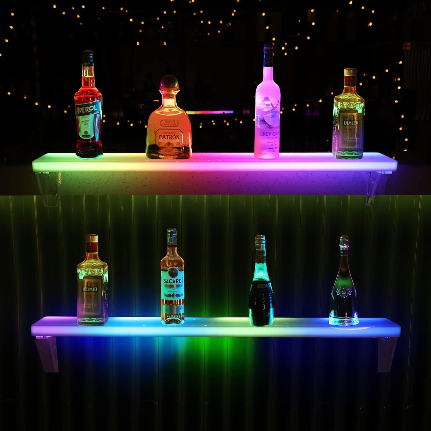 Estante LED para botellas licor 32pulg control remoto
