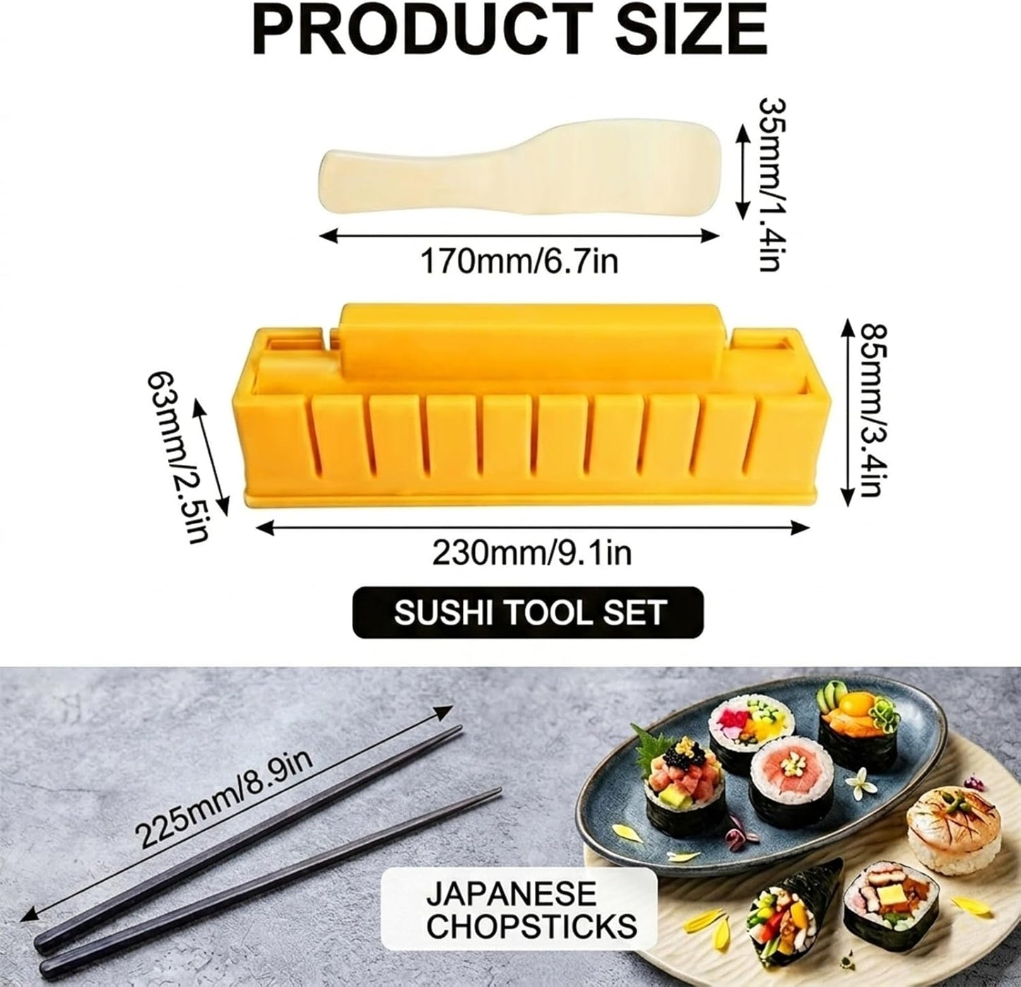 Sushi Maker Kit fabricación sushi palillos molde grueso rollos redondos bajo en grasa
