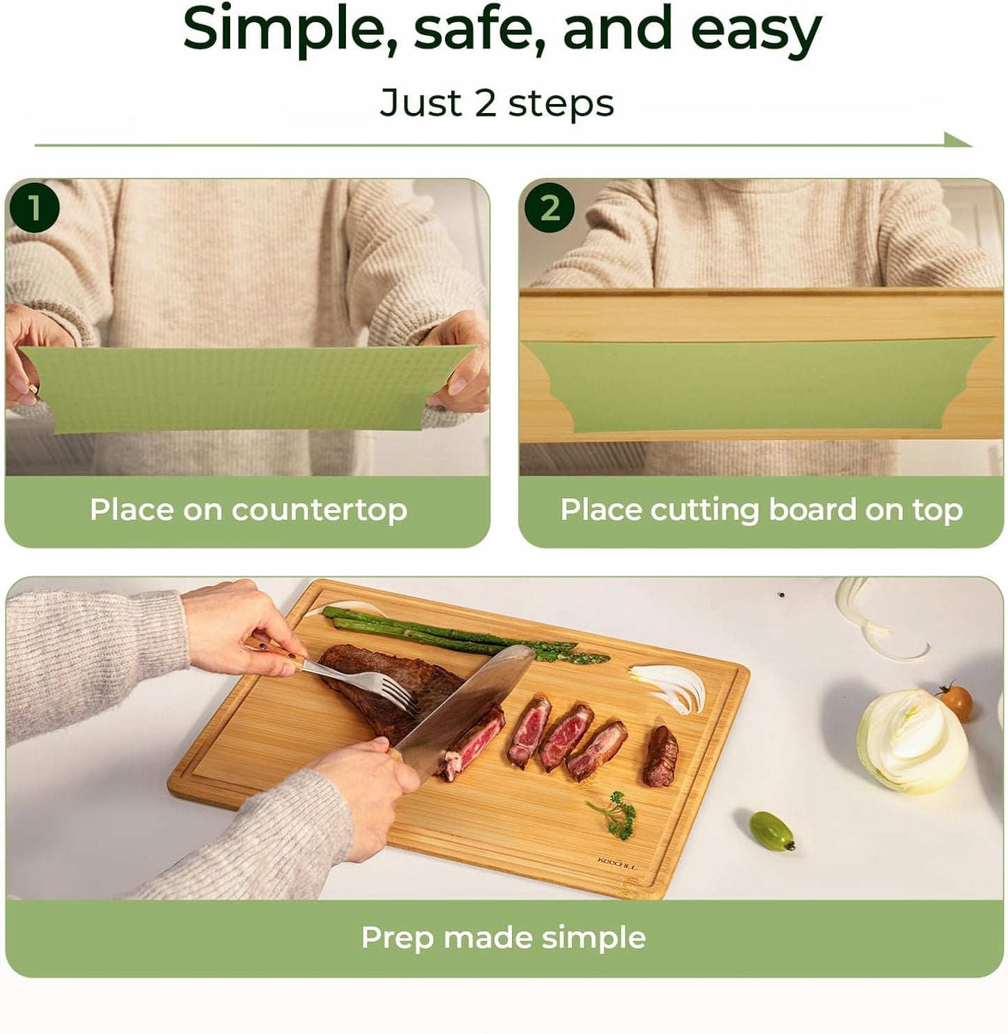 Manta antideslizante de silicona para tablas de cortar en cocina
