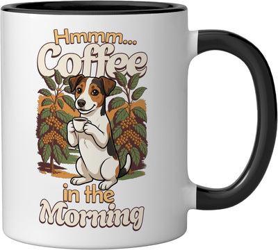 Taza de cerámica con imagen de Jack Russell Terrier y café