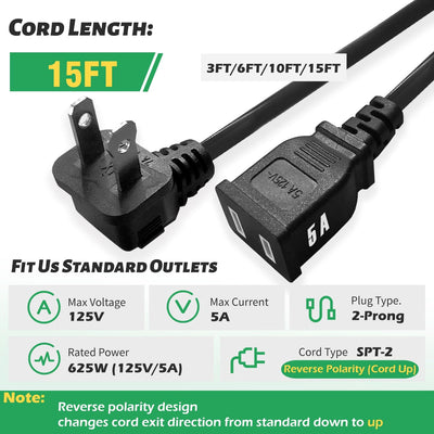 Cable extensión 15pies 625W 2 clavijas