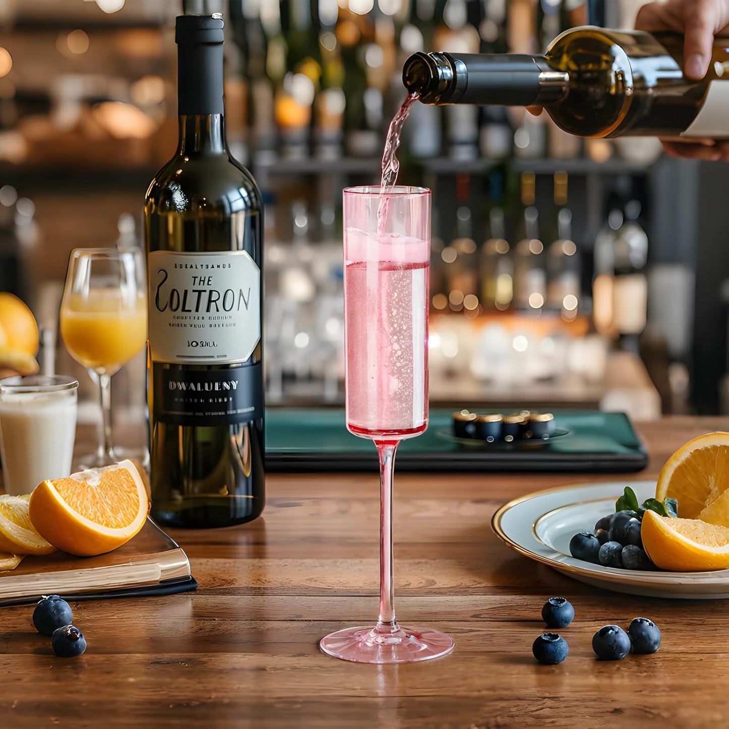 Vaso de champán rosa plástico 24 unidades para fiestas