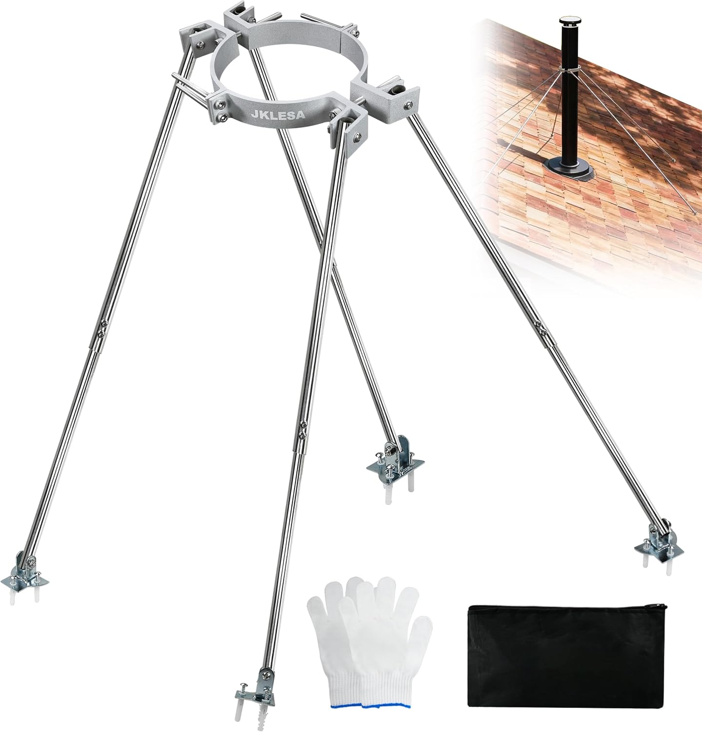 Kit soporte chimenea techo 6-8.5pulg acero inox aluminio