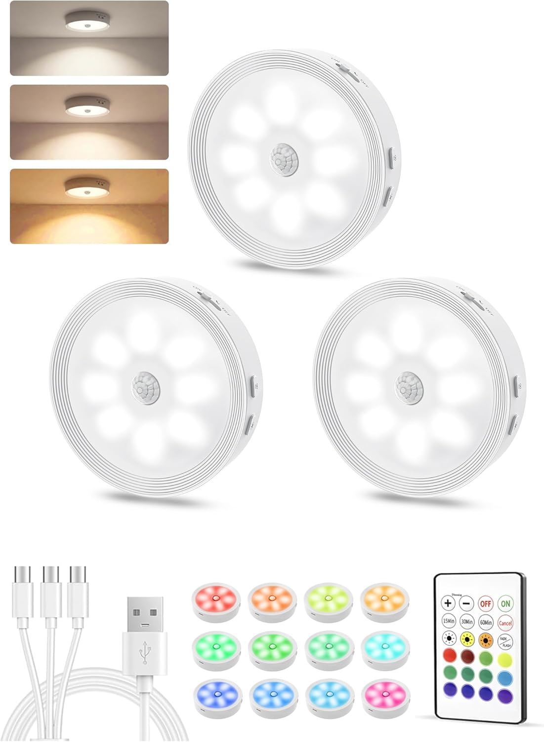 Luces LED adhesivas regulables con sensor de movimiento