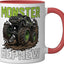 Taza cerámica Monster NEPHEW para camionero familia roja/blanca