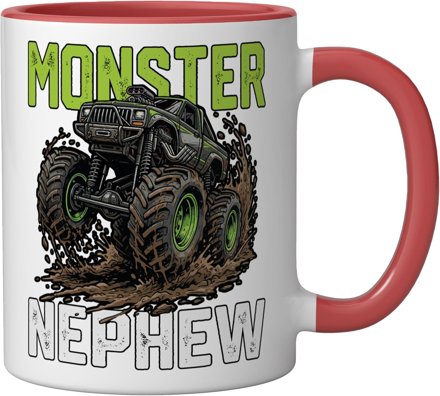 Taza cerámica Monster NEPHEW para camionero familia roja/blanca
