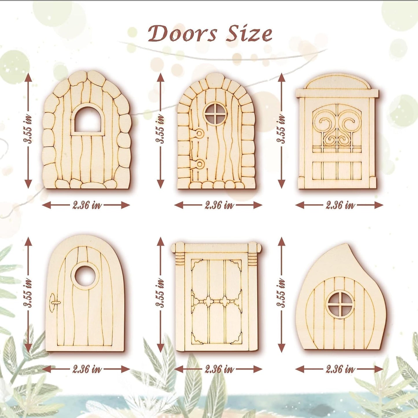Kit 48 Pzas Manualidades Puertas Ventanas Hadas Madera Miniatura
