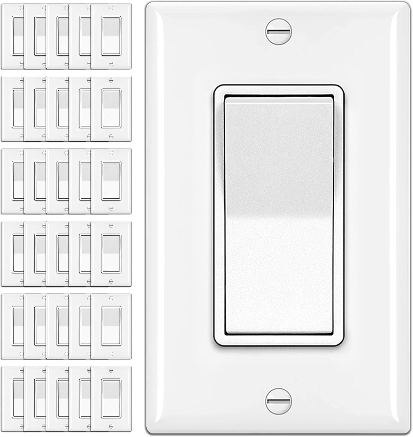 30 Interruptores Pared 3 Vías 15A 120V/277V UL Blanco