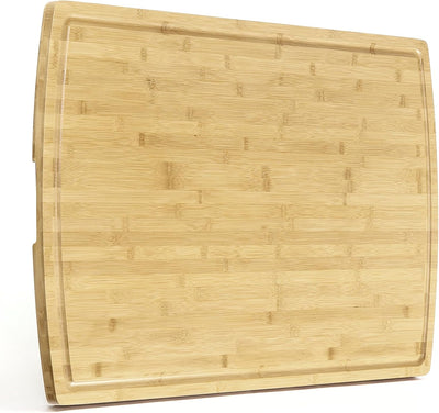 Tabla Cortar Bambú 24x16" con Ranura para Jugo y Asas