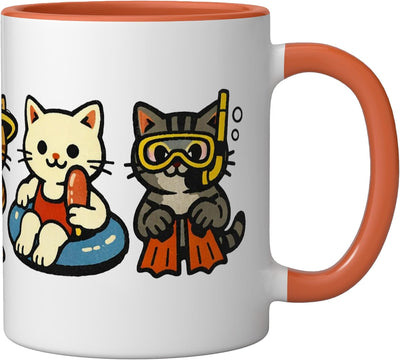 Taza Cerámica Verano Vibe Gatos Color Naranja