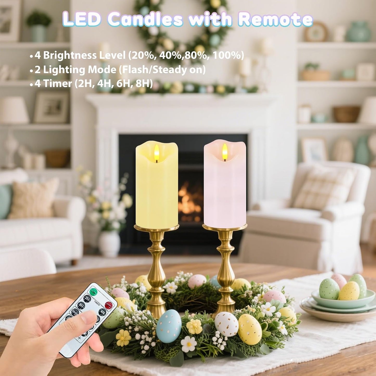 Velas LED parpadeantes sin llama set 2 6x3pulg control remoto