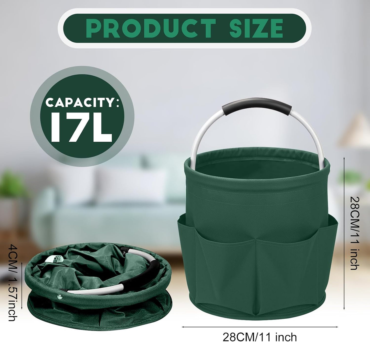 Carrito limpieza 17L con asa plegable organizador