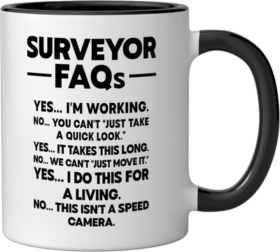 Taza de cerámica para topógrafo preguntas frecuentes negra/blanca