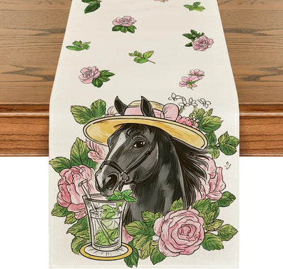 Camino de mesa Kentucky con rosas y menta para decoración del hogar 13x72