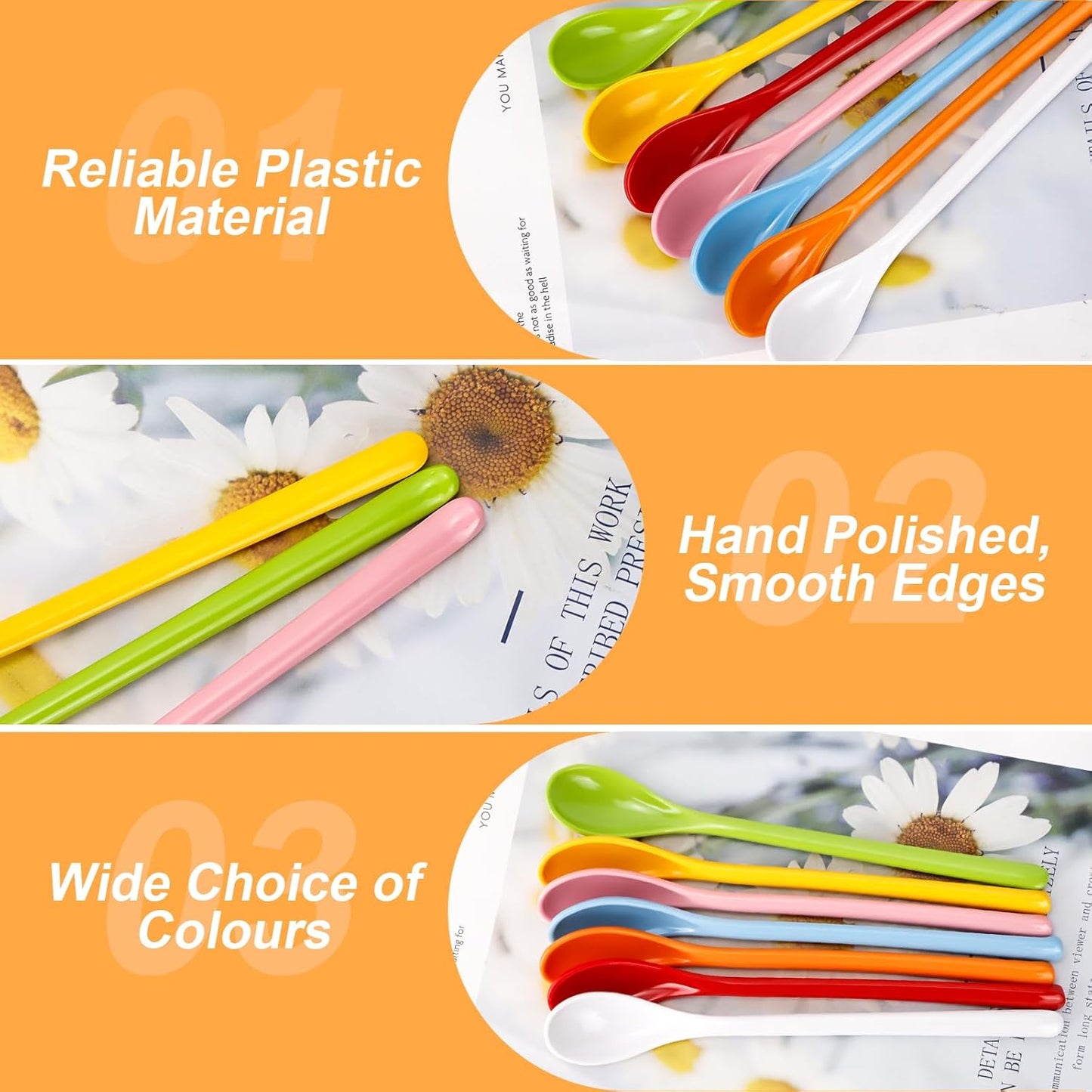 Cucharas plástico mango largo 7.8pulg para helado reutilizables
