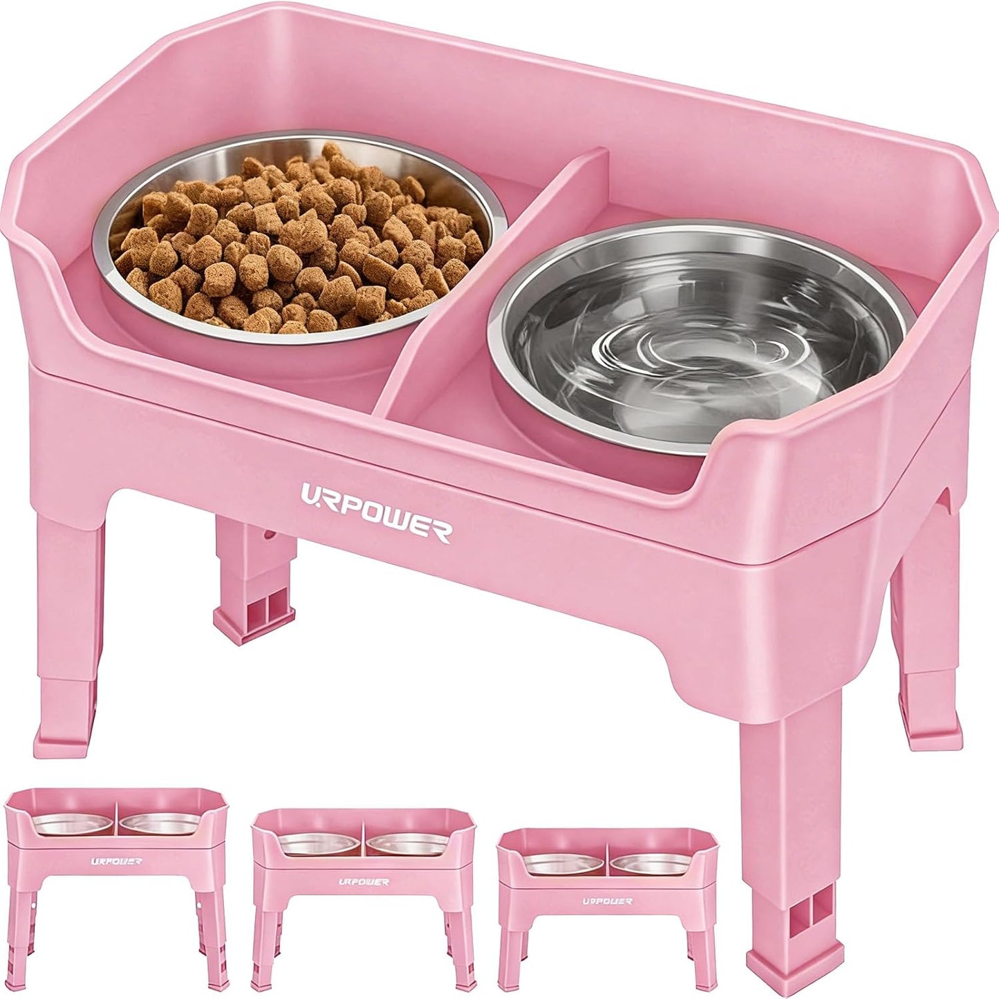 Cuencos elevados 3en1 para perros acero inox 4 alturas