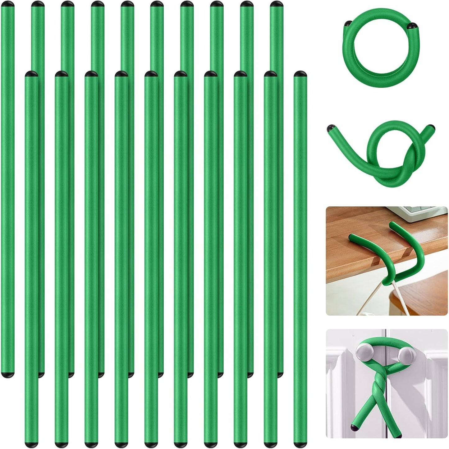 20 Lazos EVA 17pulg Resistentes para Cables Verde