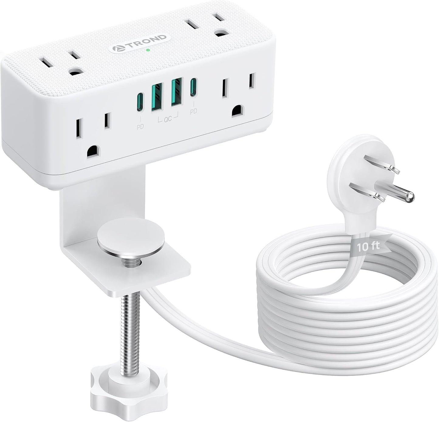 Abrazadera USB C PD 20W con enchufe plano 10ft 6 tomas 4 USB