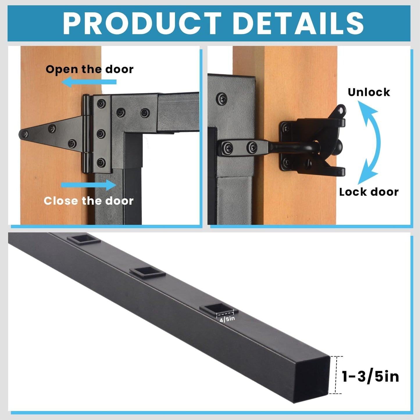 Kit puerta cubierta acero 4ft barandilla 42pulg texturizado negro